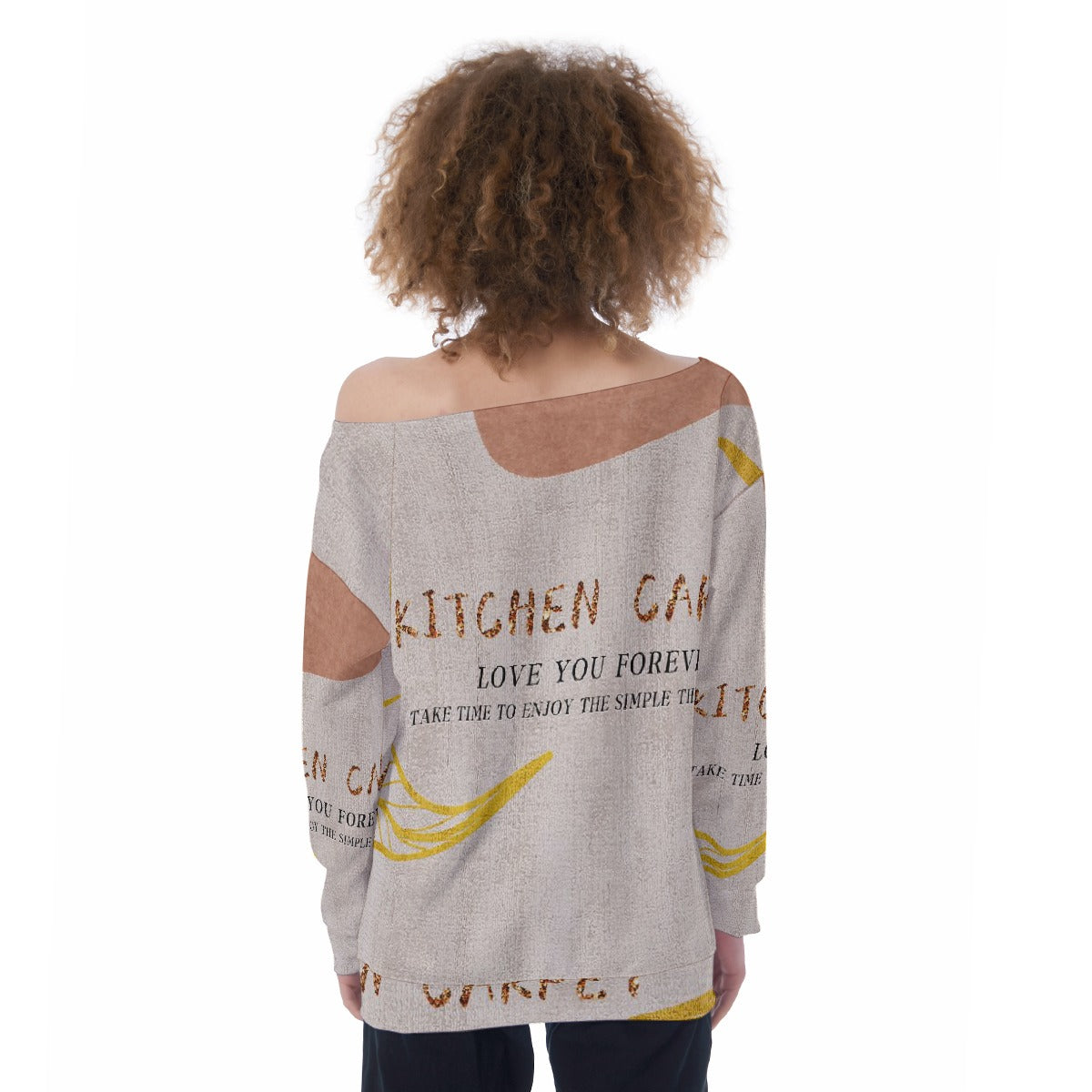All-Over Print Oversized Women's Off-Shoulder Sweatshirt