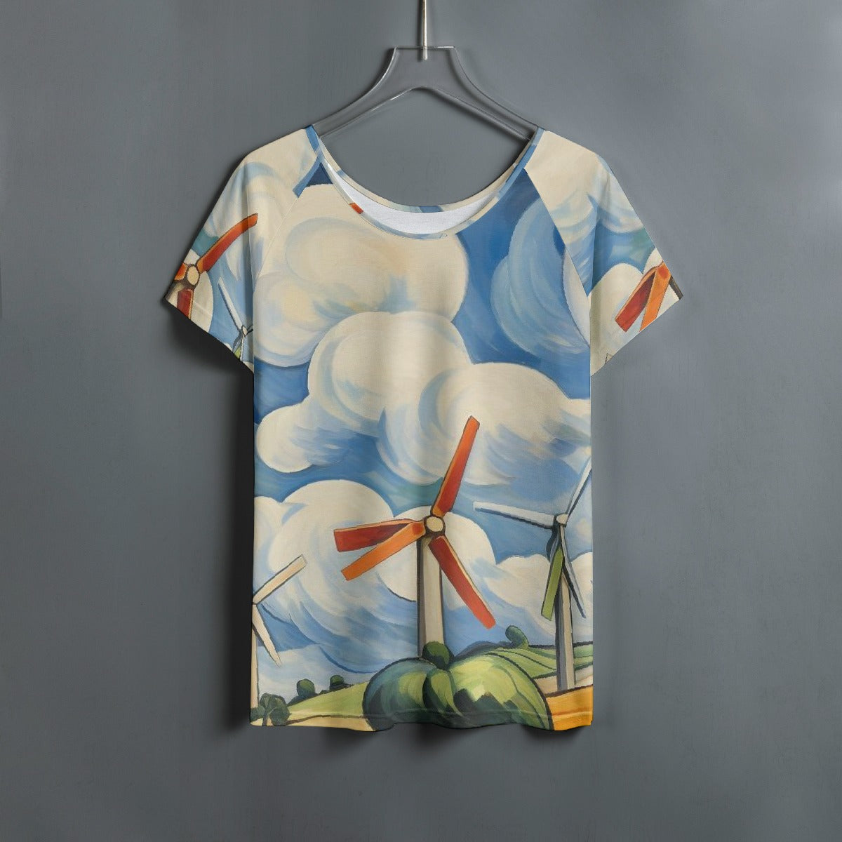 All-Over Print Women's Round Neck T-shirt With Raglan Sleeve