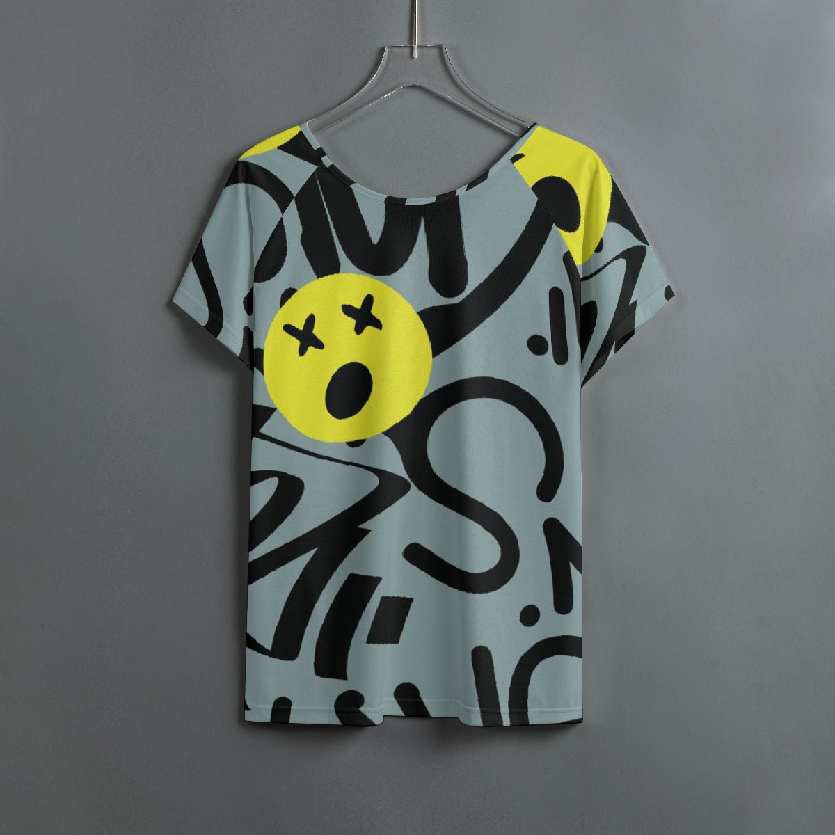 All-Over Print Women's Round Neck T-shirt With Raglan Sleeve