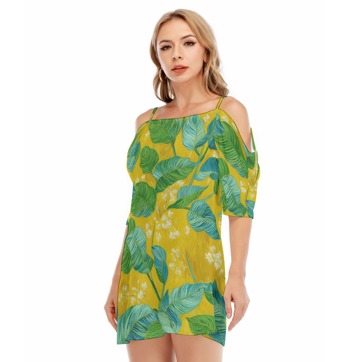 All-Over Print Women's Off-shoulder Cami Dress