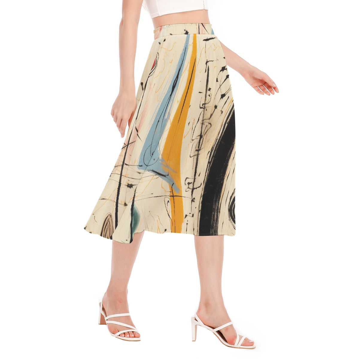 All-Over Print Women's Long Section Chiffon Skirt