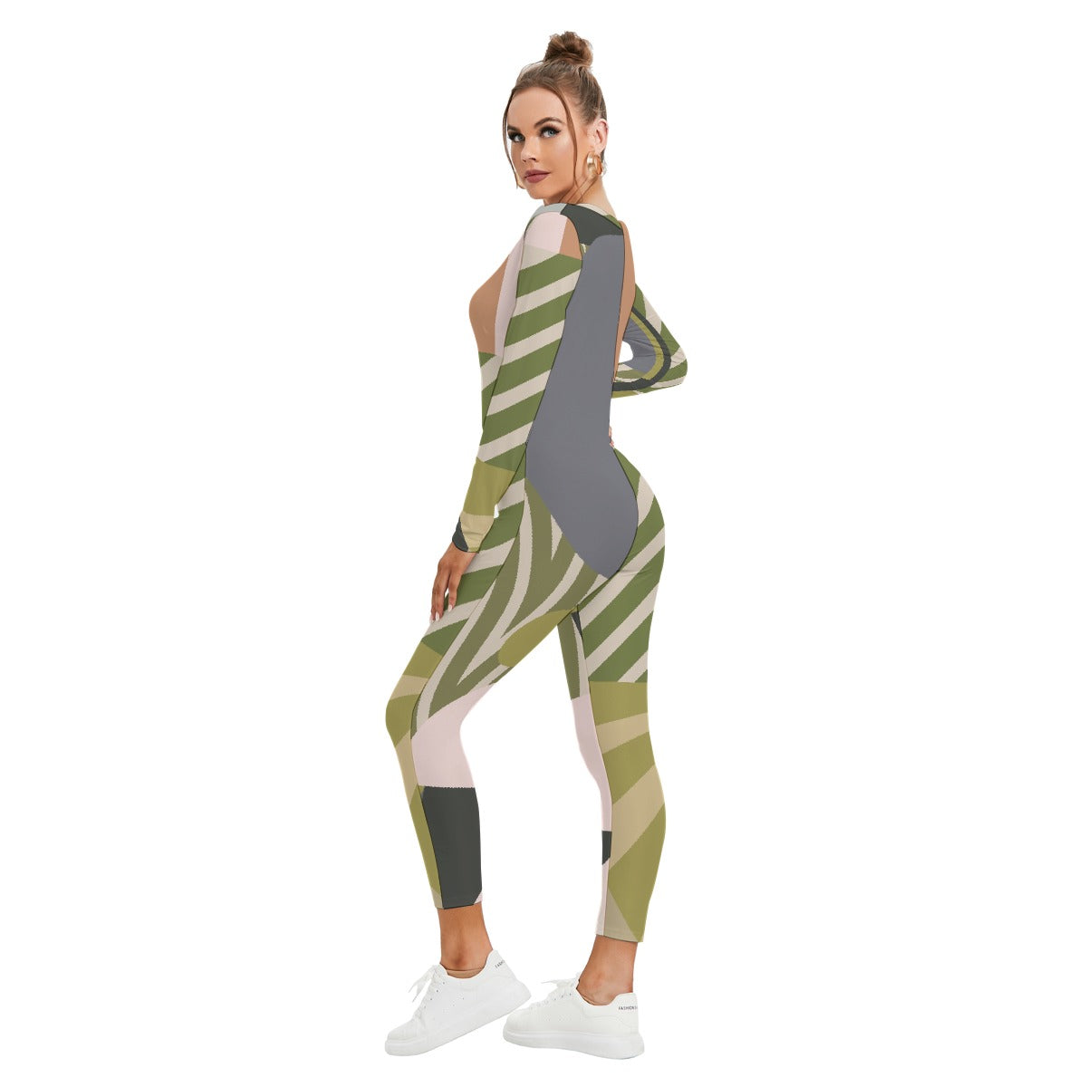All-Over Print Women's Plunging Neck Jumpsuit