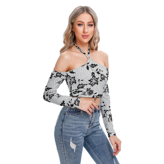 All-Over Print Women's Halter Lace-up Top
