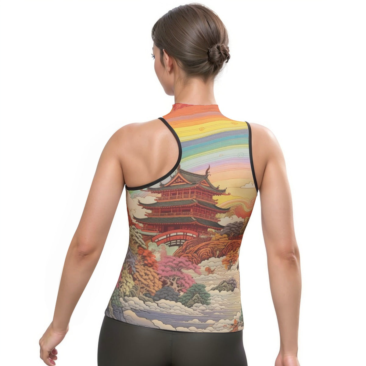 All-Over Print Women's Halter Sleeveless Asymmetrical Tank Top