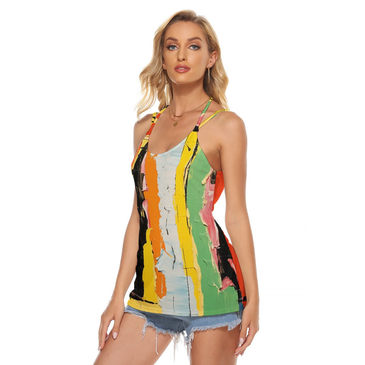 All-Over Print Women's Halter Top With Backless