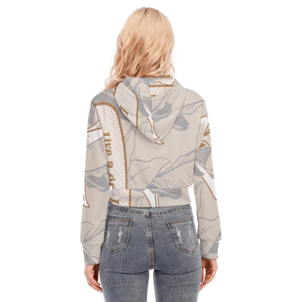 All-Over Print Women's Crop Top Hoodie With Zipper Closure