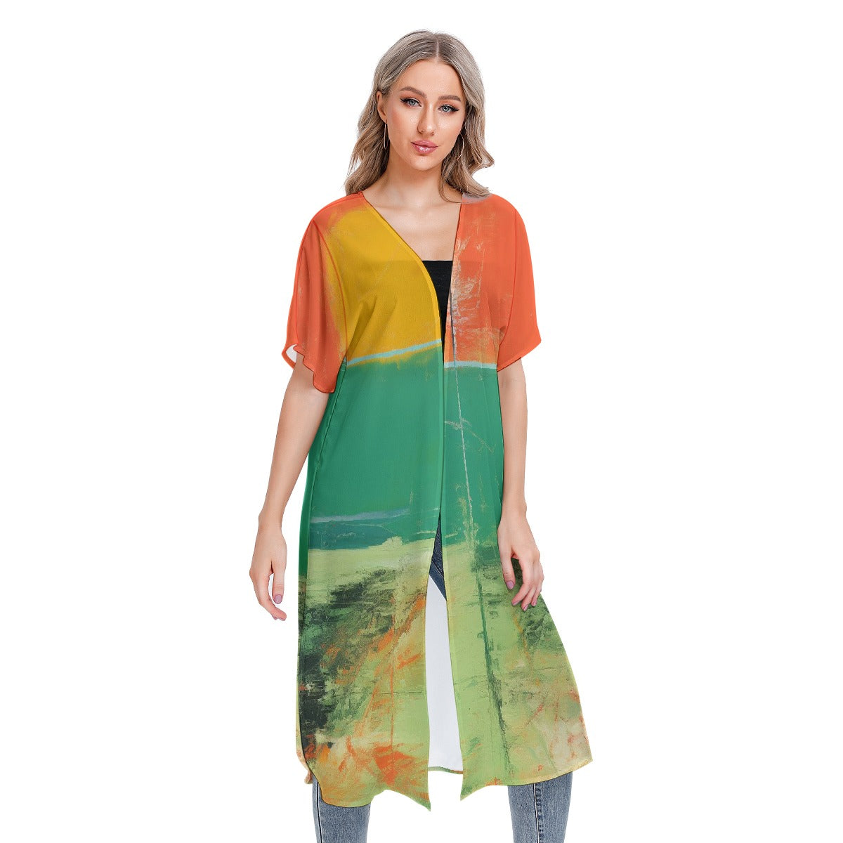 All-Over Print Women's Short Sleeve Cardigan