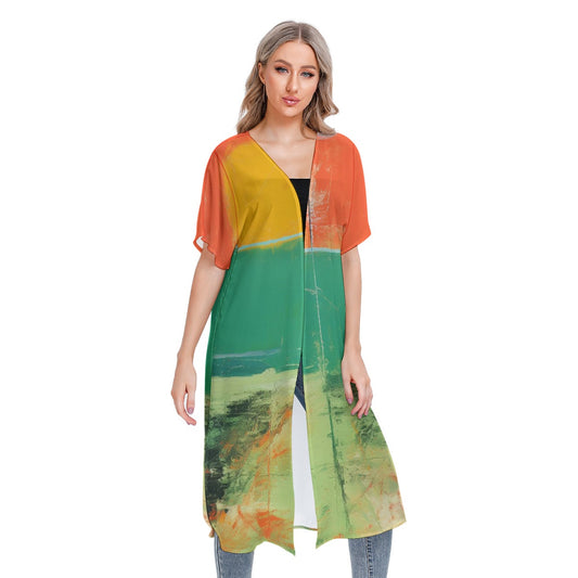 All-Over Print Women's Short Sleeve Cardigan