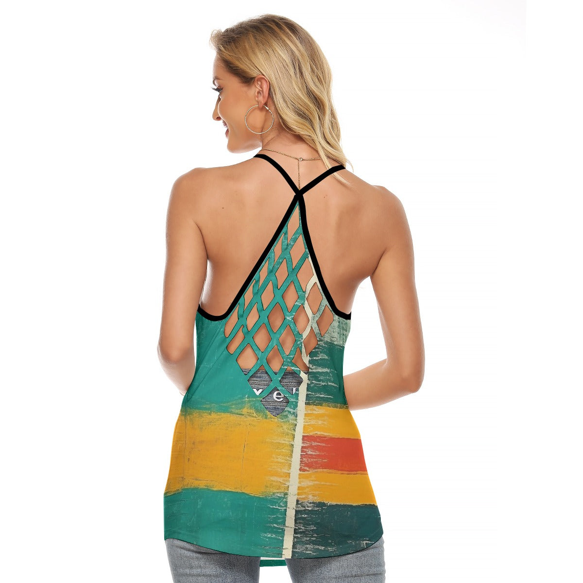 All-Over Print Women's Criss-Cross Open Back Tank Top