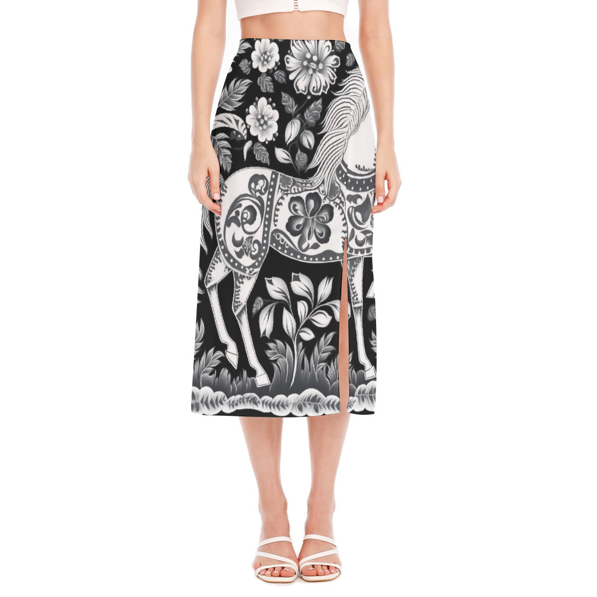All-Over Print Women's High Slit Long Skirt