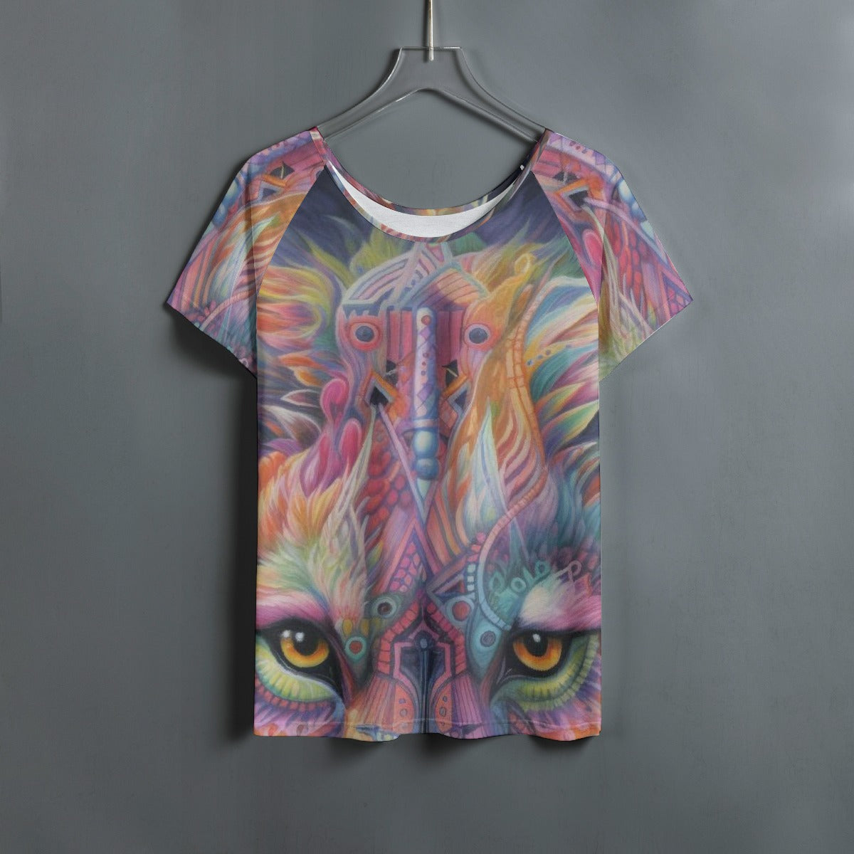 All-Over Print Women's Round Neck T-shirt With Raglan Sleeve