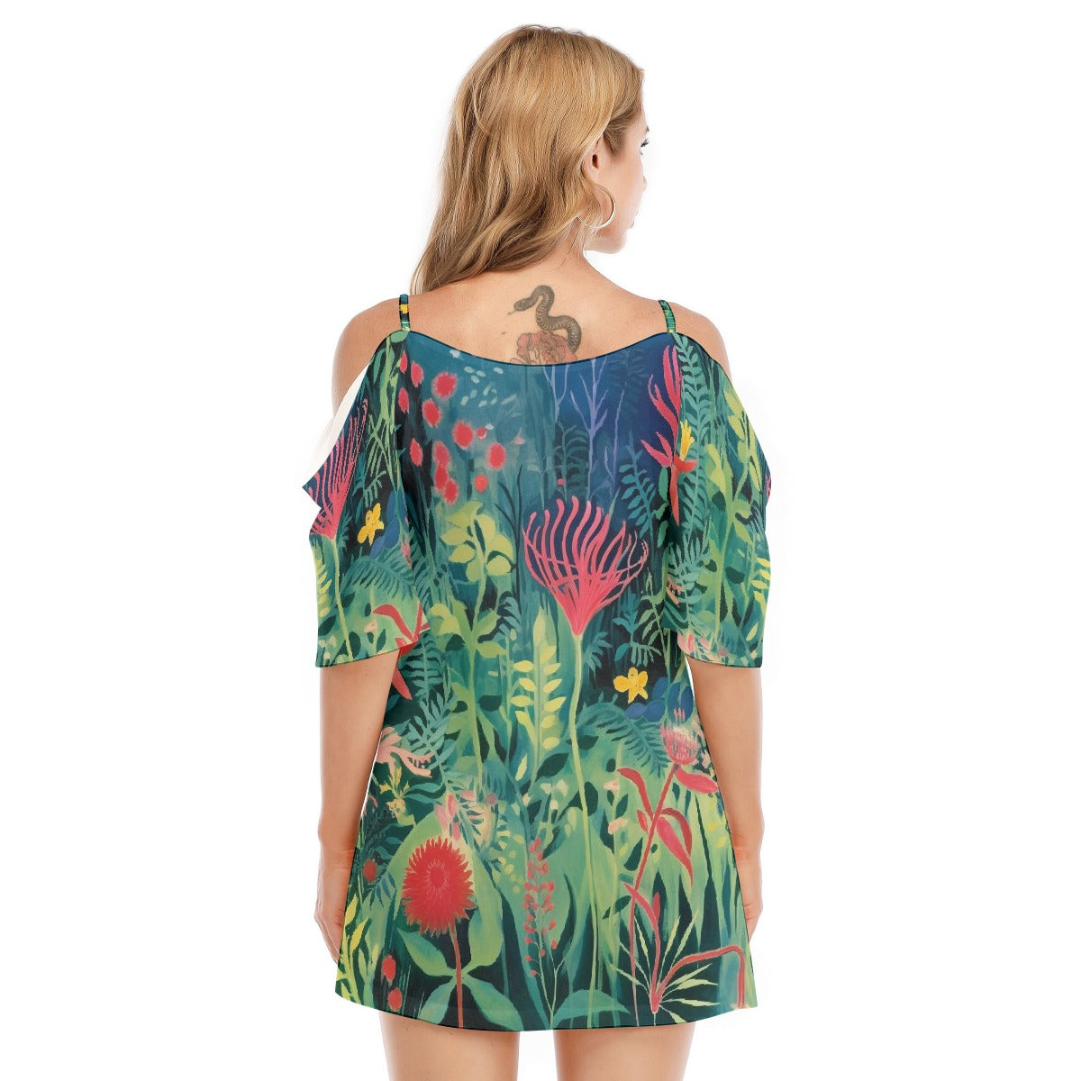 All-Over Print Women's Off-shoulder Cami Dress