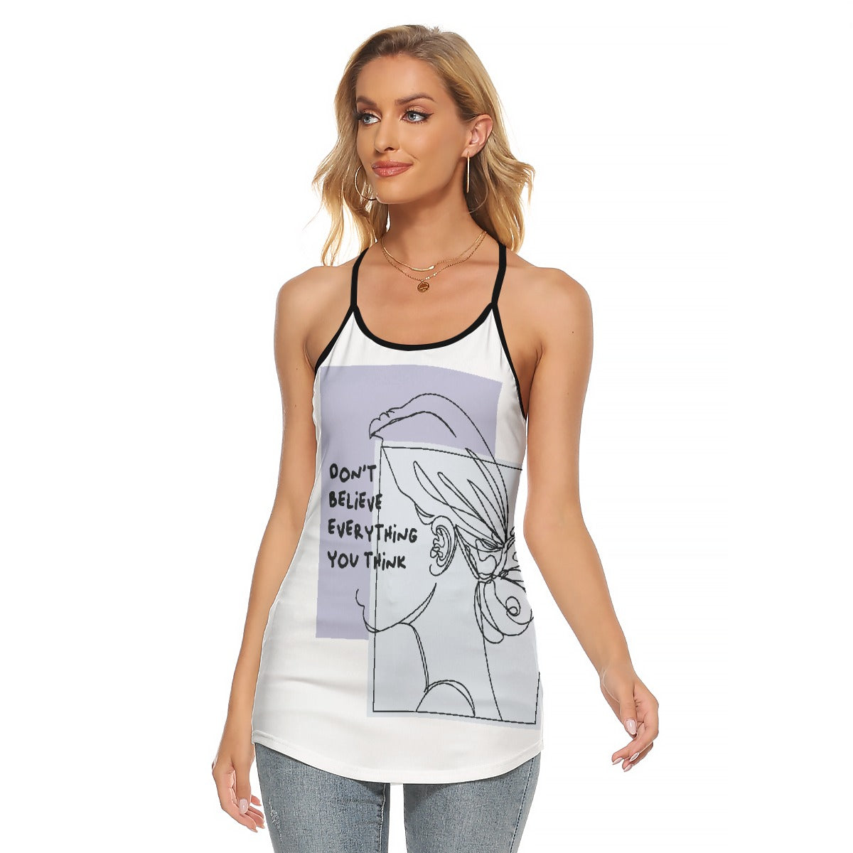 All-Over Print Women's Criss-Cross Open Back Tank Top