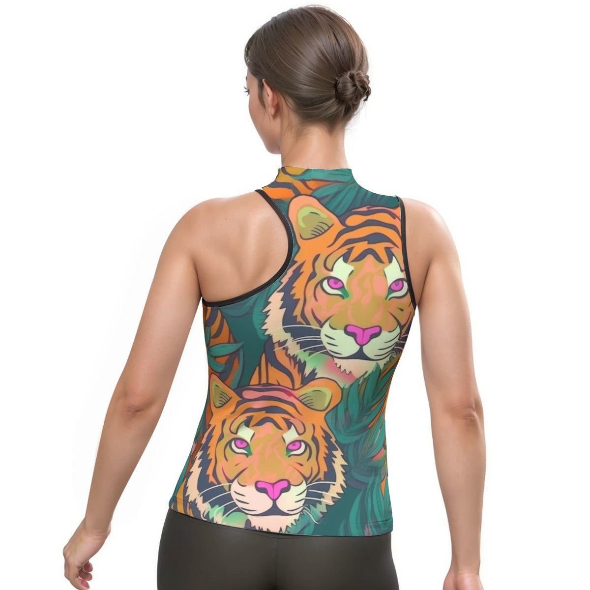 All-Over Print Women's Halter Sleeveless Asymmetrical Tank Top