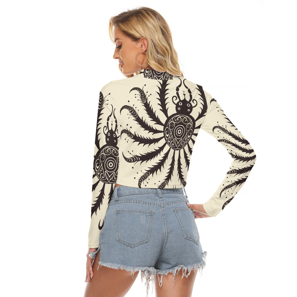 All-Over Print Women's Hollow Chest Keyhole Tight Crop Top