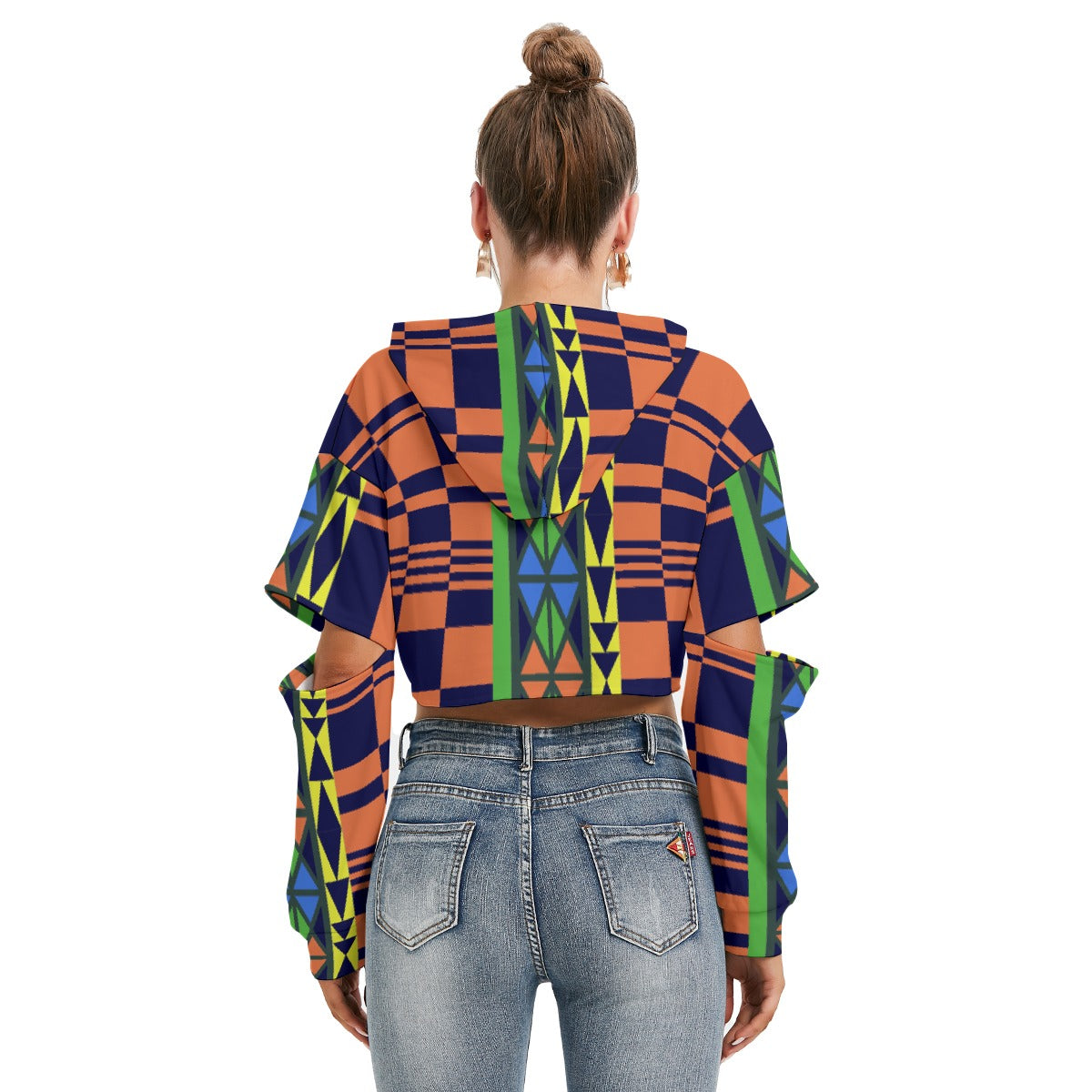All-Over Print Women's Heavy Fleece Hoodie With Hollow Out Sleeve