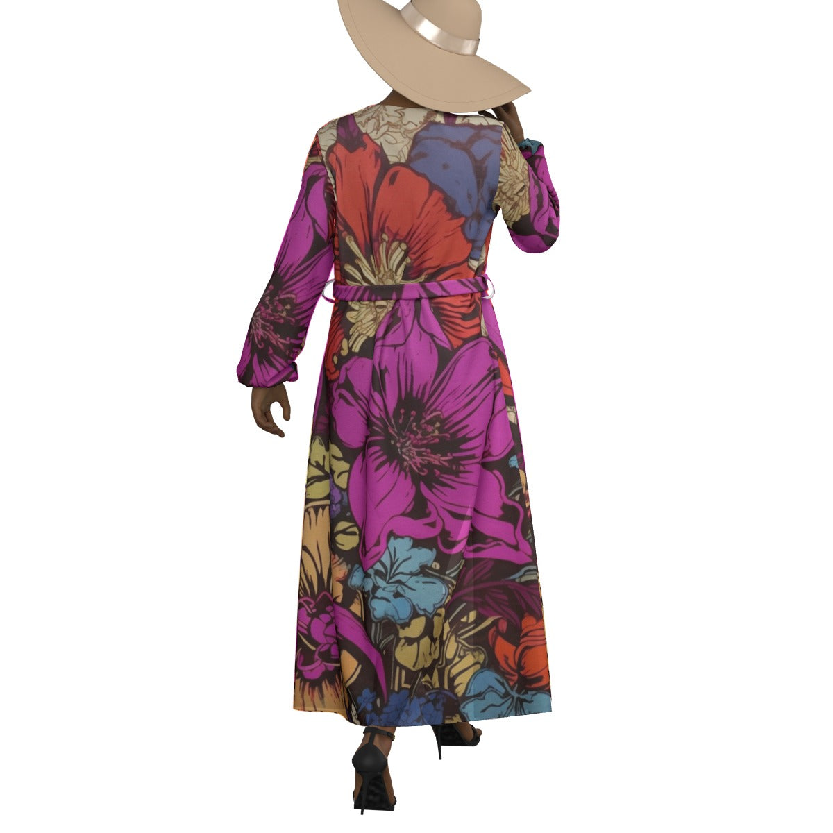 All-Over Print Women's Lace-up Chiffon Robe