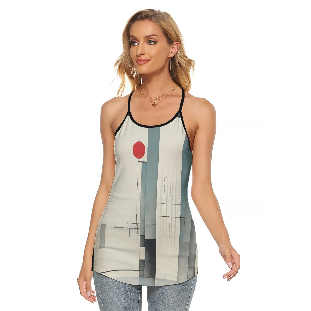 All-Over Print Women's Criss-Cross Open Back Tank Top