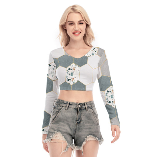 All-Over Print Women's Back Hollow T-shirt With Strap