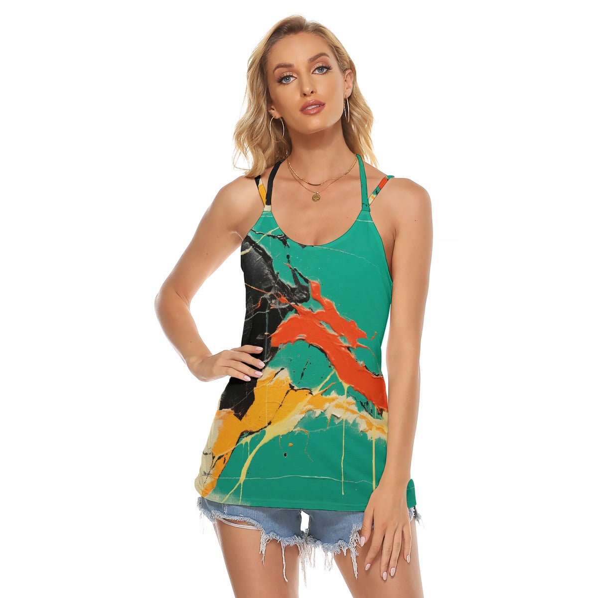 All-Over Print Women's Halter Top With Backless