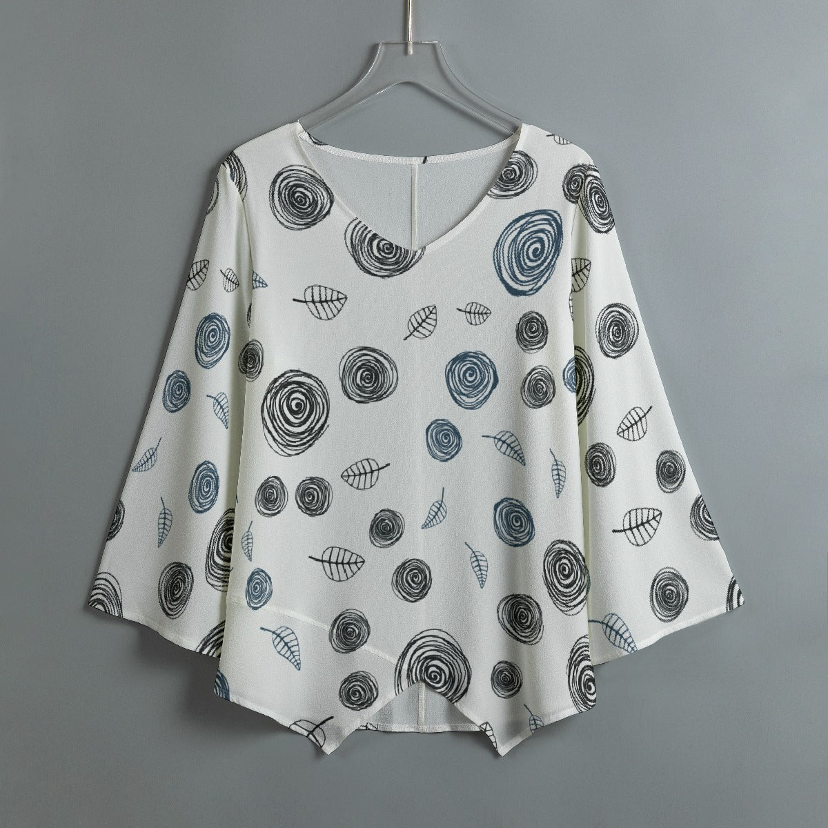 All-Over Print Women's V-neck T-shirt With Irregular Hem