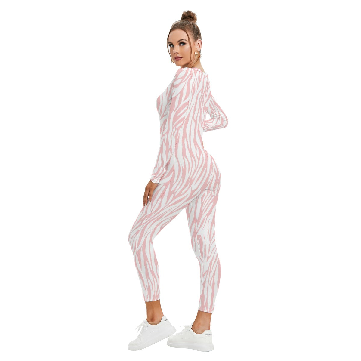 All-Over Print Women's Plunging Neck Jumpsuit