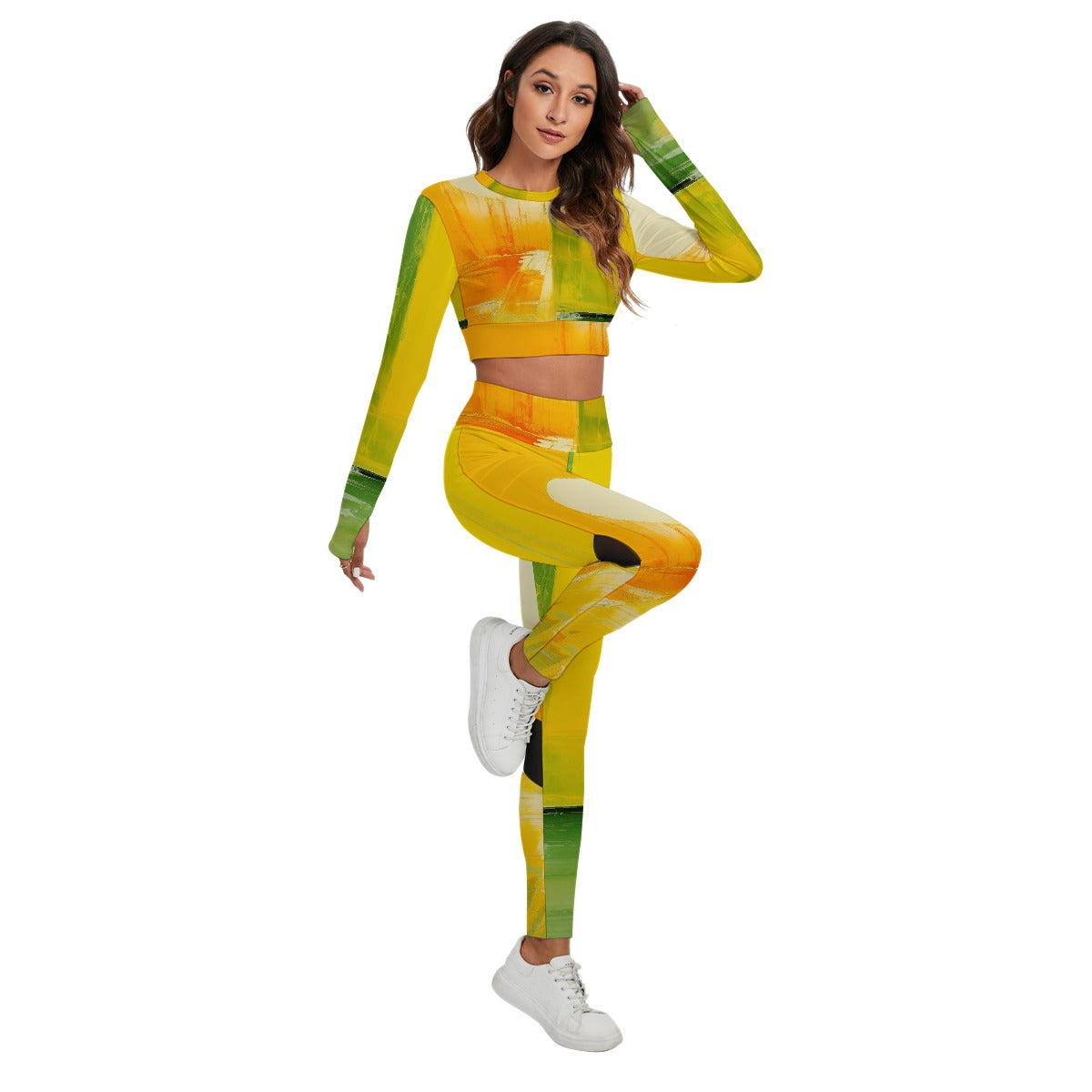 All-Over Print Women's Sport Set With Backless Top And Leggings