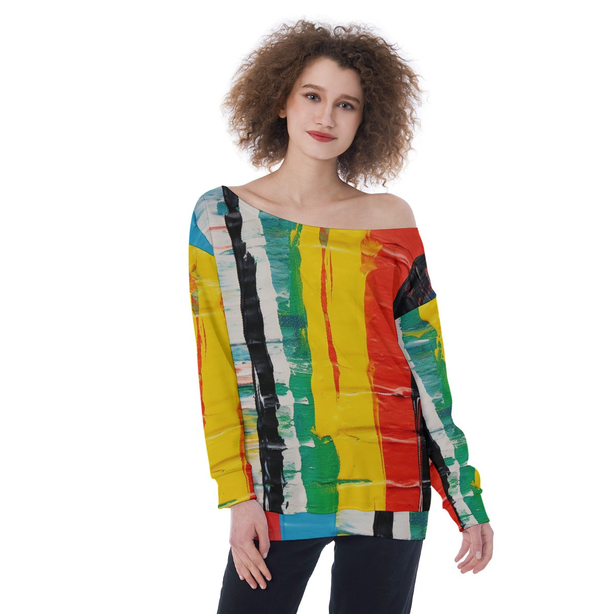 All-Over Print Oversized Women's Off-Shoulder Sweatshirt