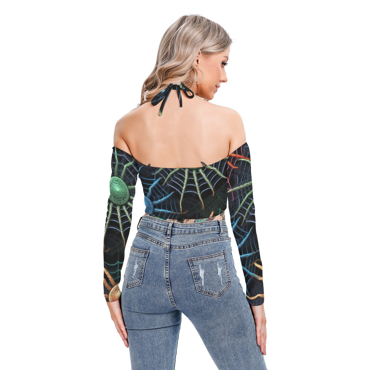 All-Over Print Women's Halter Lace-up Top
