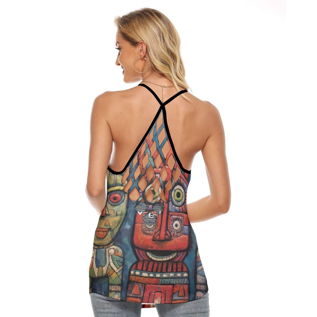 All-Over Print Women's Criss-Cross Open Back Tank Top