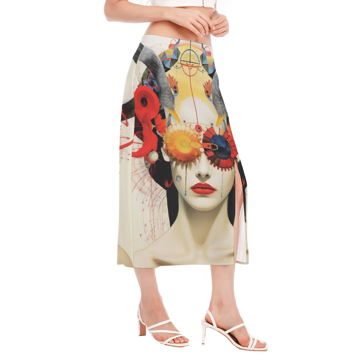 All-Over Print Women's High Slit Long Skirt