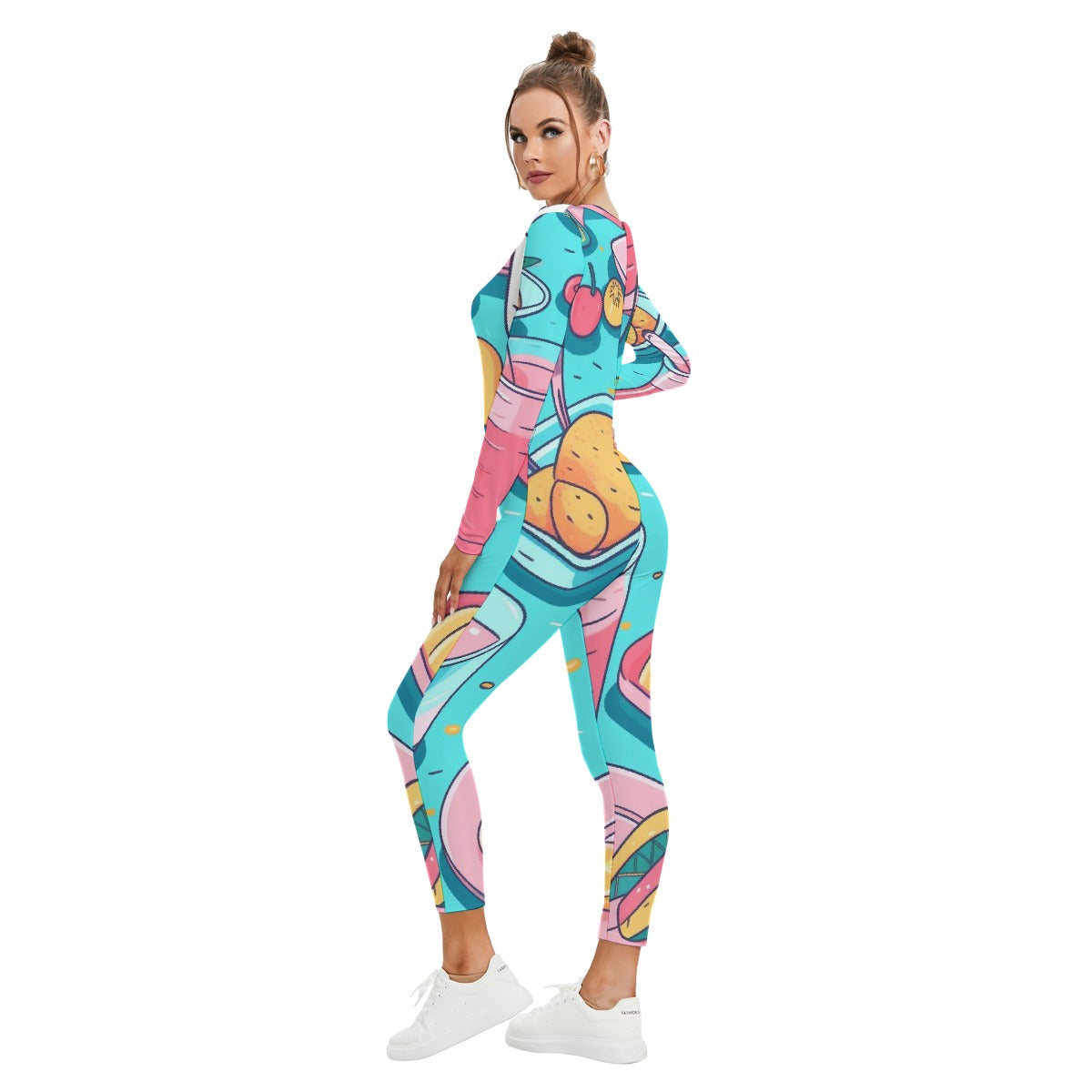 All-Over Print Women's Plunging Neck Jumpsuit
