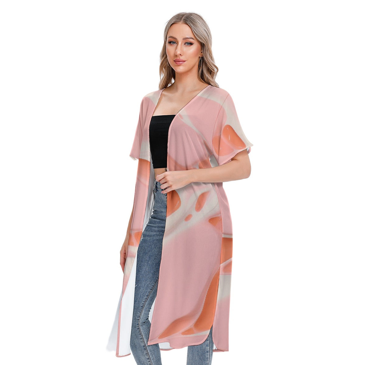 All-Over Print Women's Short Sleeve Cardigan