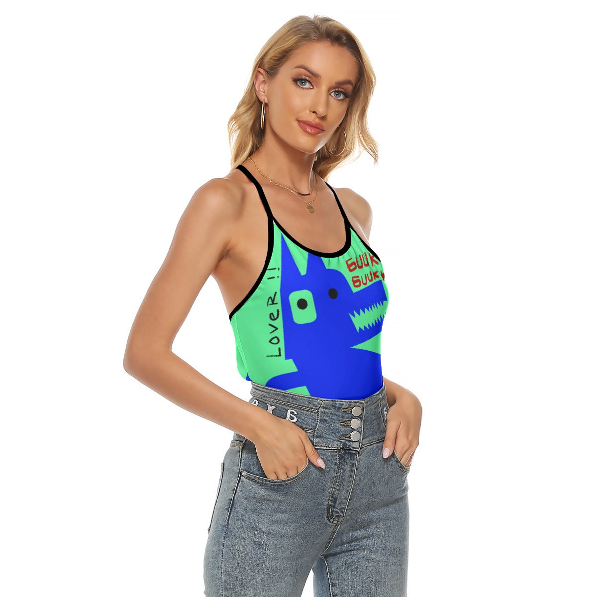 All-Over Print Women's Criss-Cross Open Back Tank Top