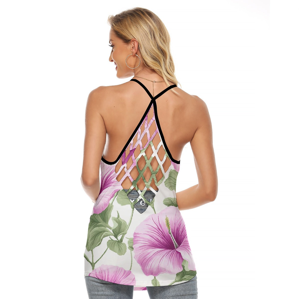 All-Over Print Women's Criss-Cross Open Back Tank Top