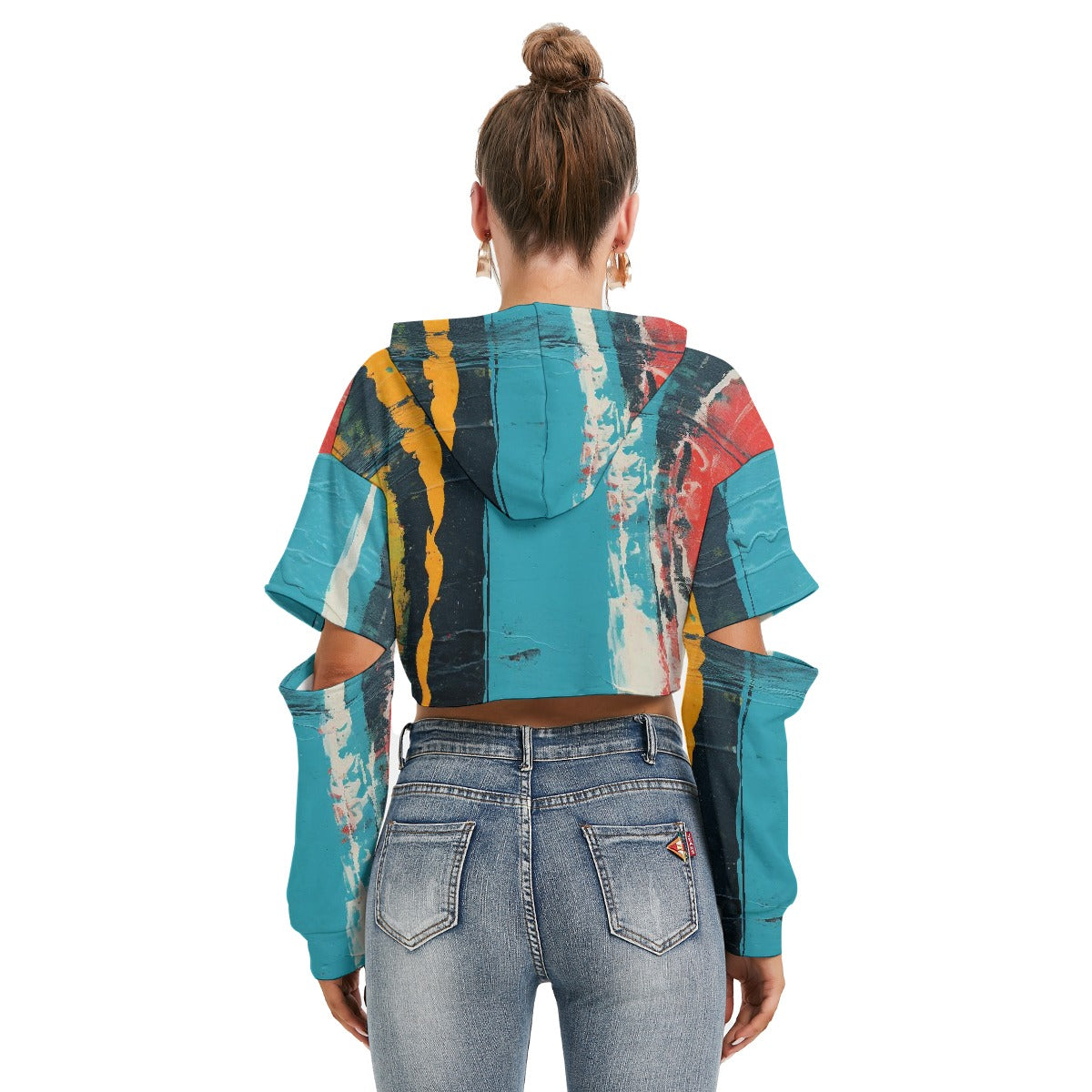 All-Over Print Women's Heavy Fleece Hoodie With Hollow Out Sleeve