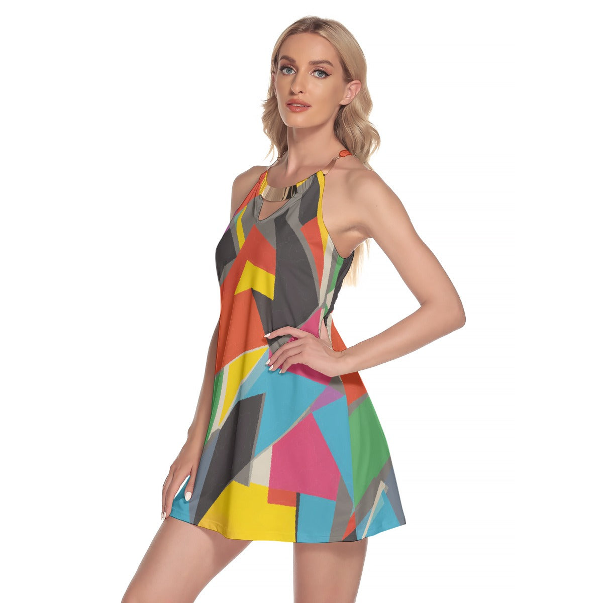 All-Over Print Women's Round Neck Above Knee Dress