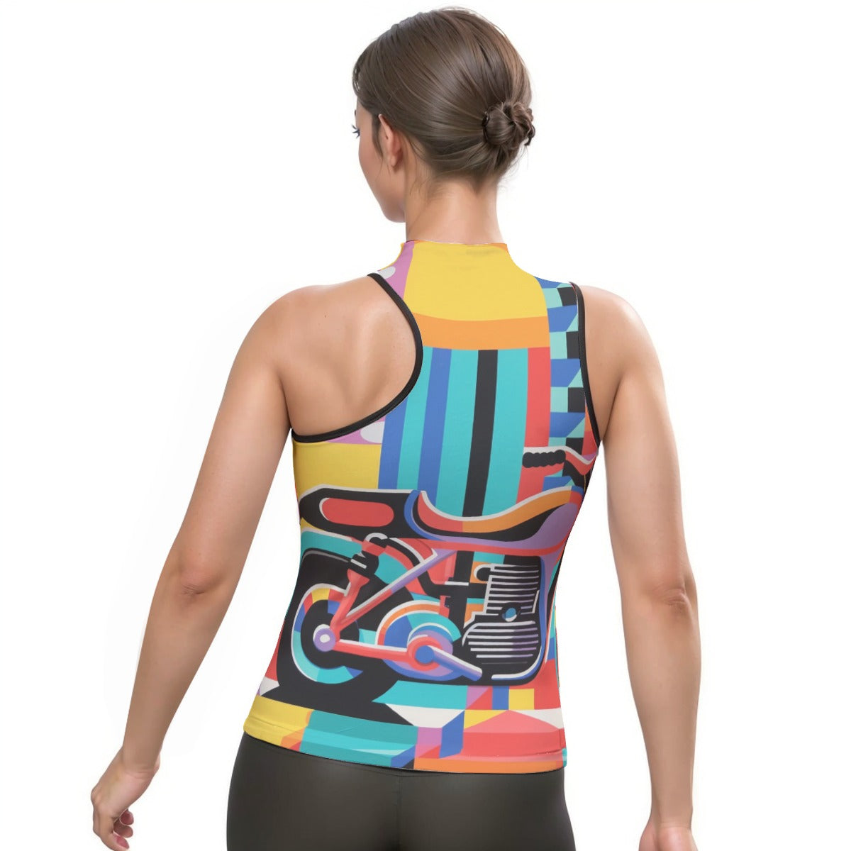 All-Over Print Women's Halter Sleeveless Asymmetrical Tank Top