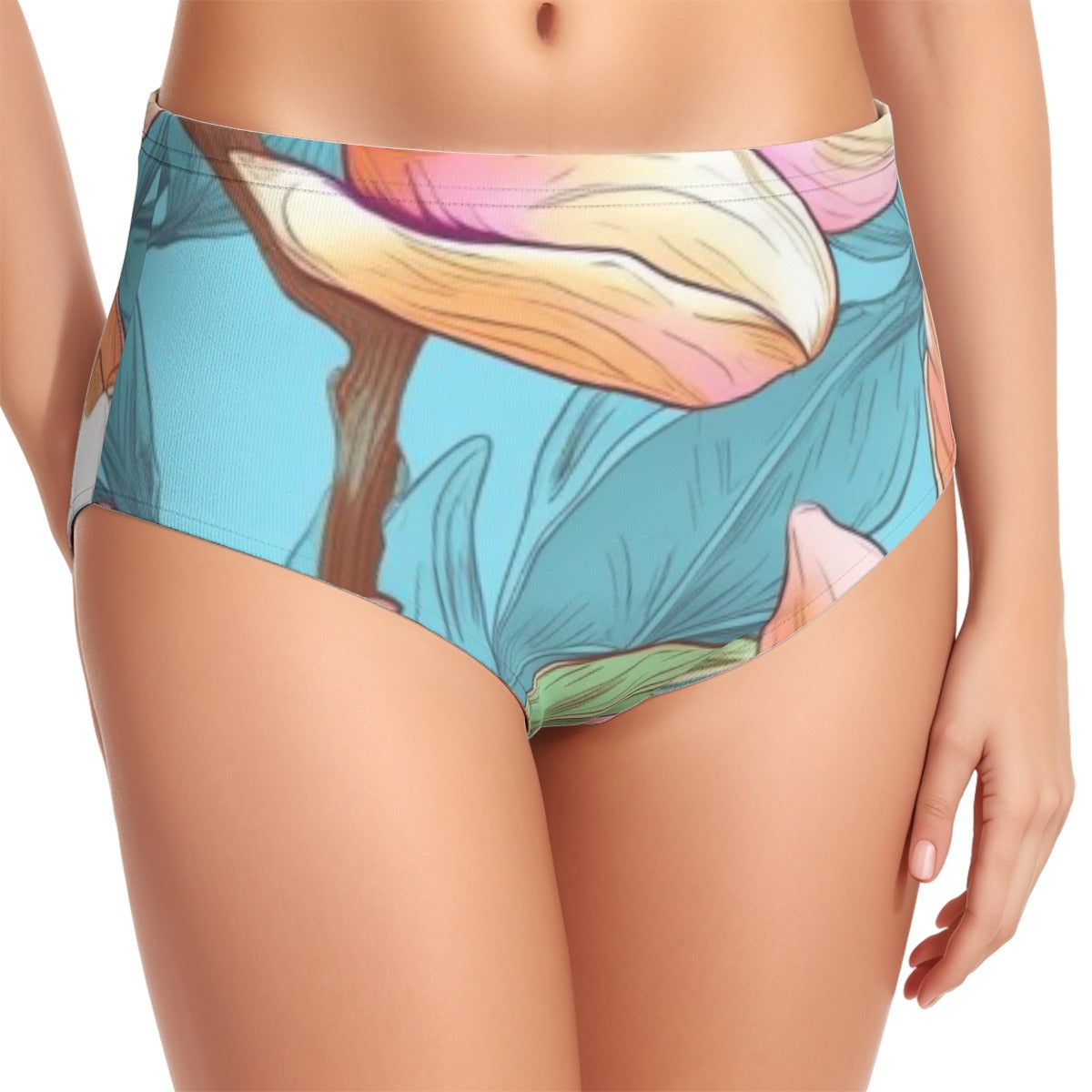 All-Over Print Women's Swimsuit Set With Halter