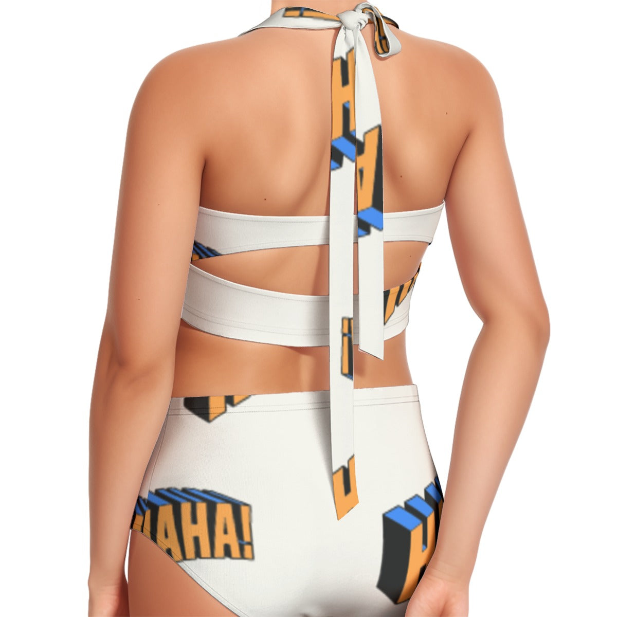 All-Over Print Women's Swimsuit Set With Halter