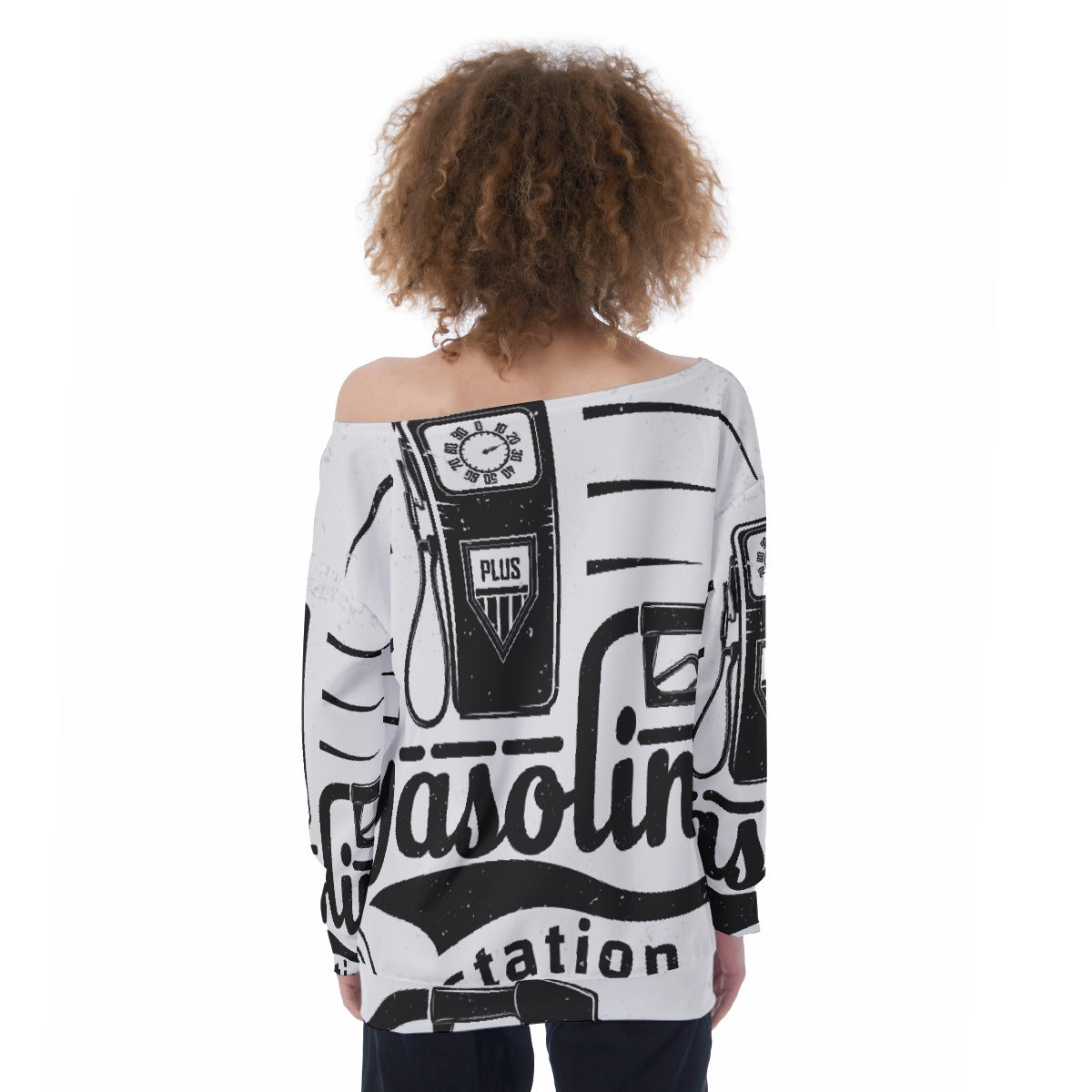 All-Over Print Oversized Women's Off-Shoulder Sweatshirt