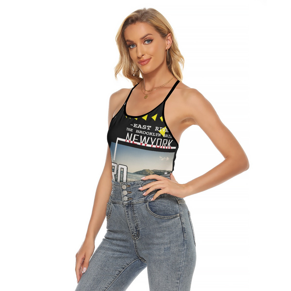 All-Over Print Women's Criss-Cross Open Back Tank Top