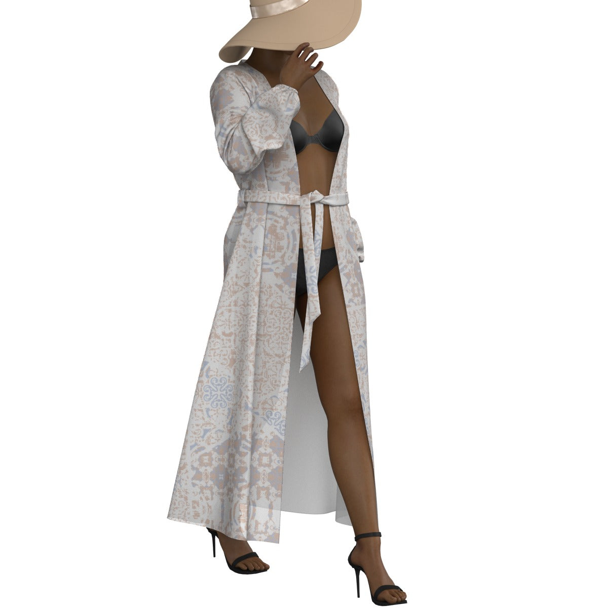 All-Over Print Women's Lace-up Chiffon Robe