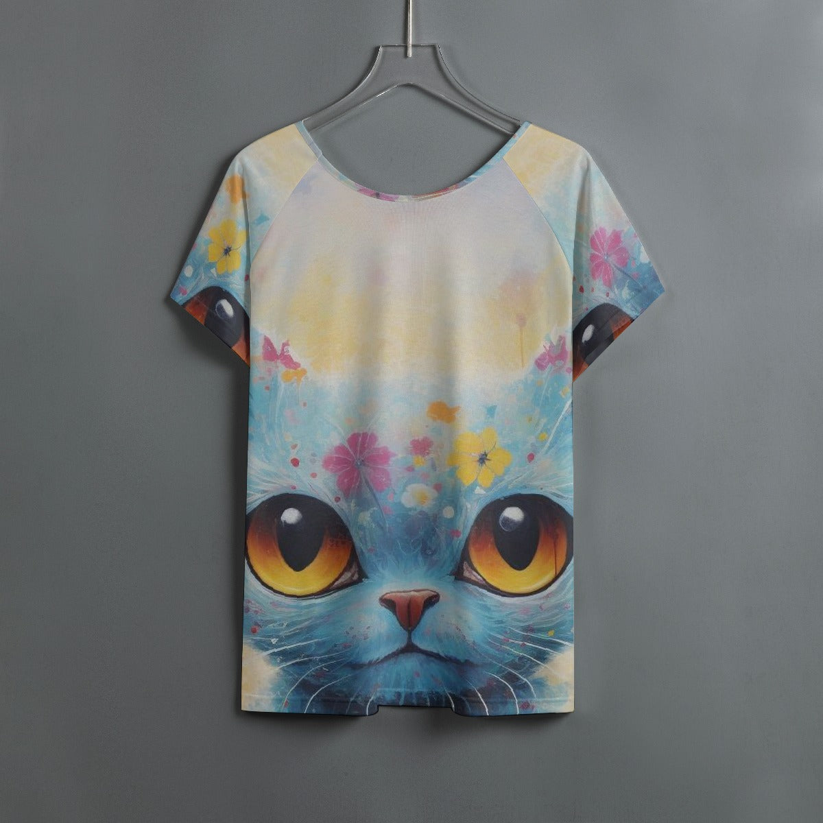 All-Over Print Women's Round Neck T-shirt With Raglan Sleeve