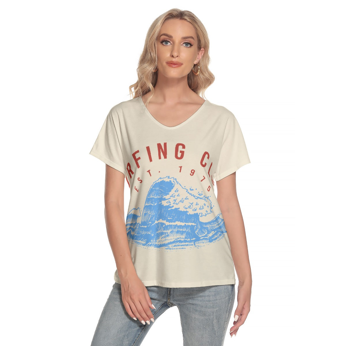 All-Over Print Women's Loose V-neck Short Sleeve T-shirt