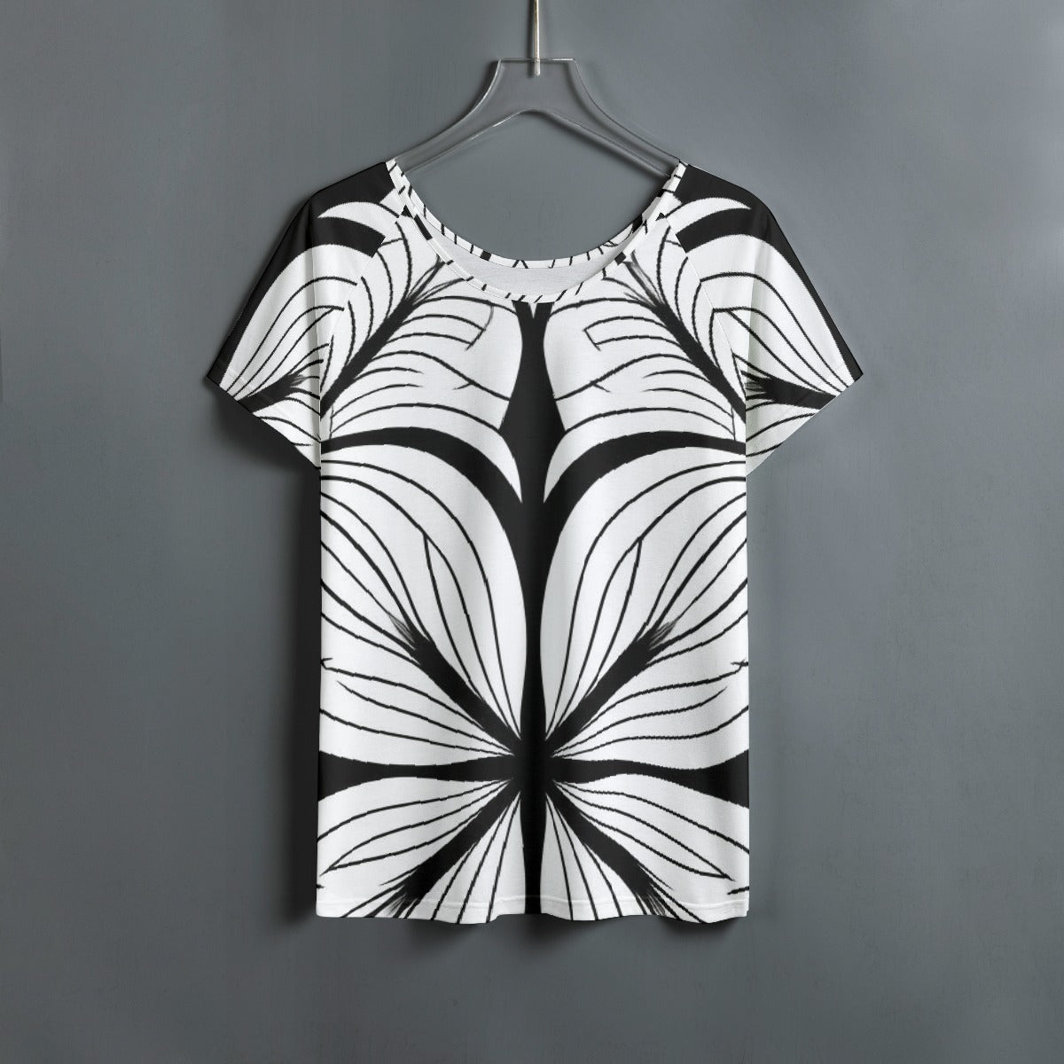 All-Over Print Women's Round Neck T-shirt With Raglan Sleeve
