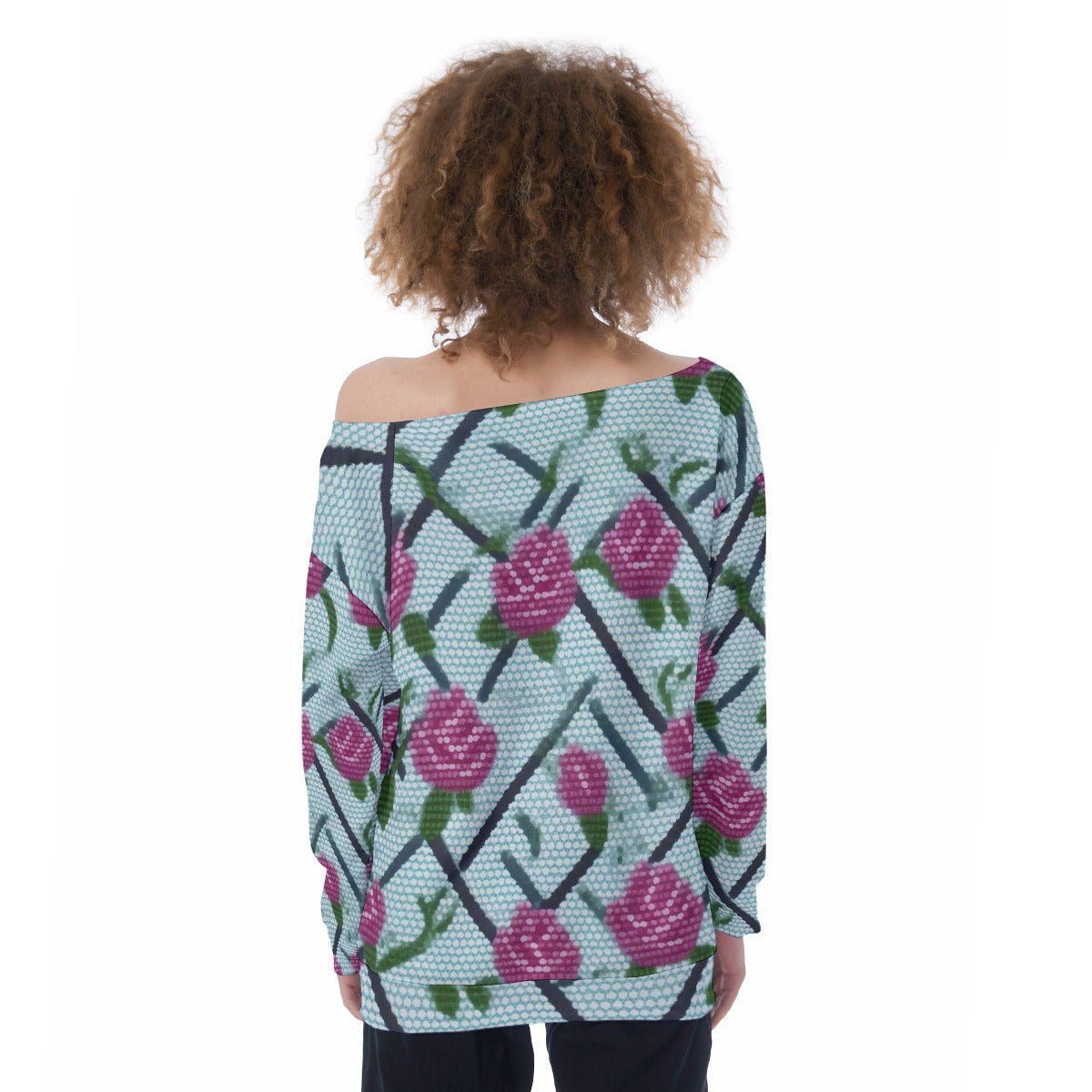 All-Over Print Oversized Women's Off-Shoulder Sweatshirt