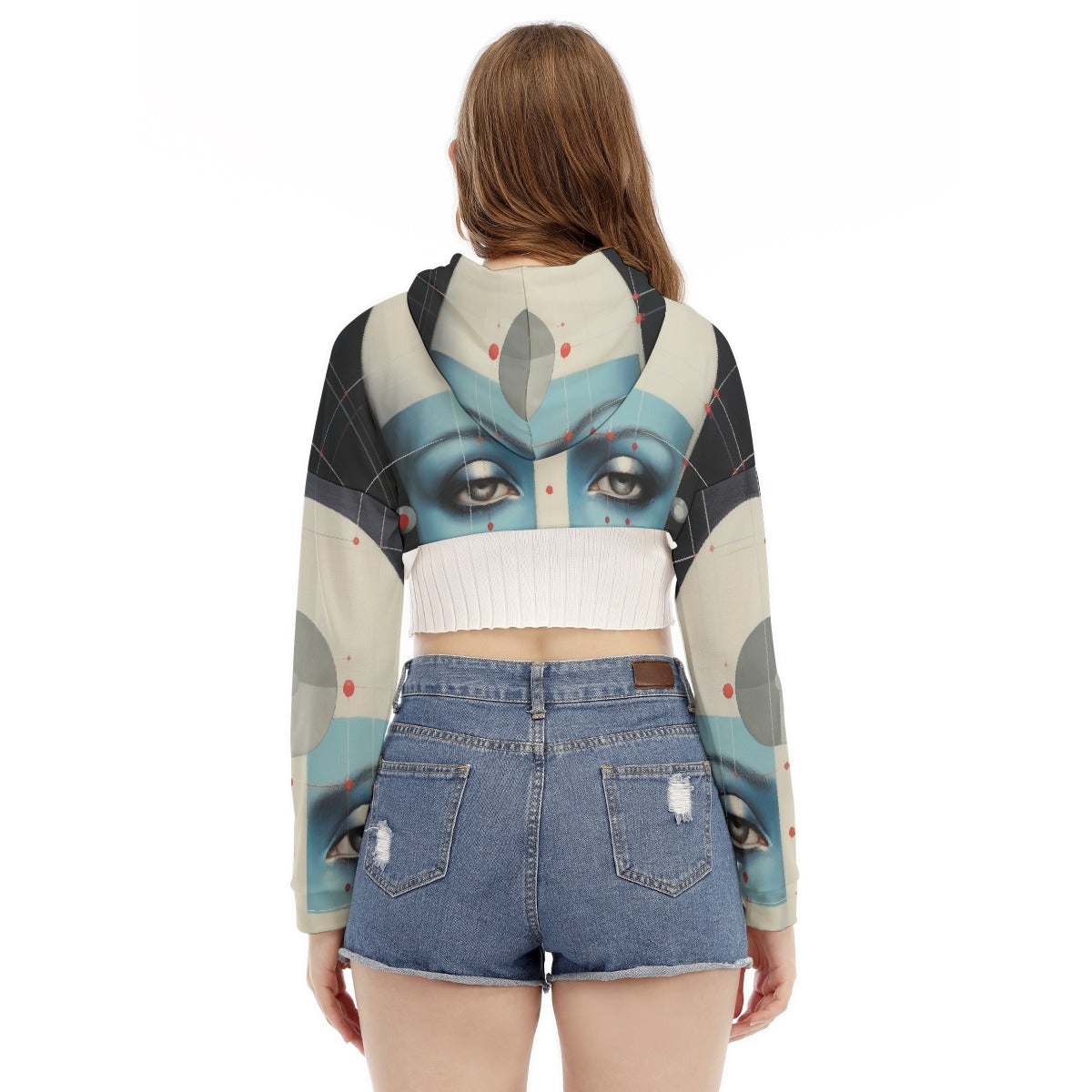 All-Over Print Women's Smock Short Hoodie With Long Sleeve