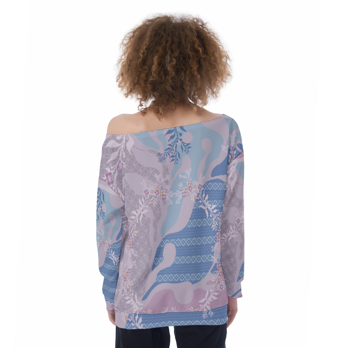 All-Over Print Oversized Women's Off-Shoulder Sweatshirt