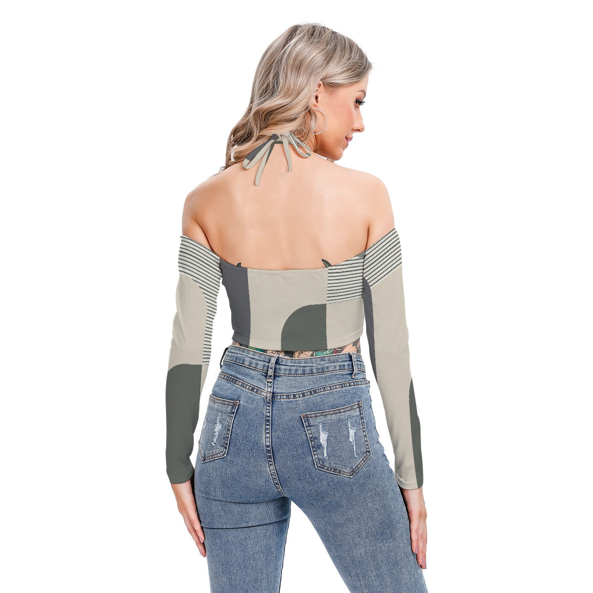 All-Over Print Women's Halter Lace-up Top